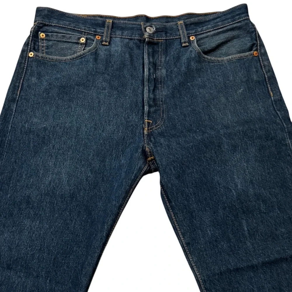 Levis 501 Original Fit Mens Jeans Dark Wash Indigo Blue Button Fly 35x30